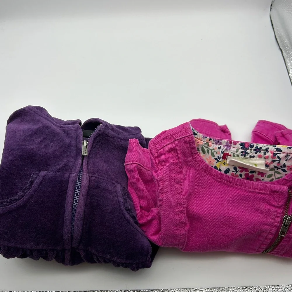 Crazy 8 Pink Moto Jacket & Calvin Klein Purple Velour Hoodie Bundle 12-18 Months